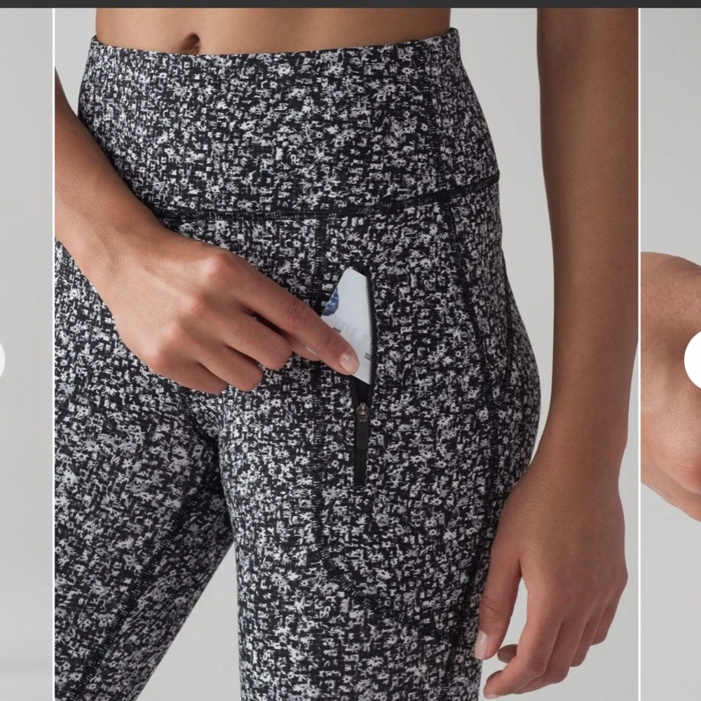 Lululemon Invigorate 7/8 Tight Daisy Dust Alpine White Black Size 4 Mesh Running